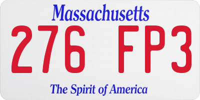 MA license plate 276FP3