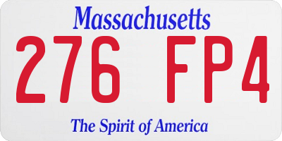 MA license plate 276FP4