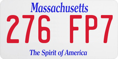 MA license plate 276FP7