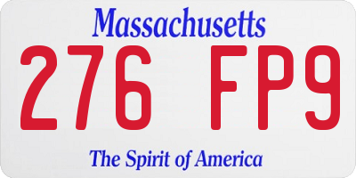 MA license plate 276FP9