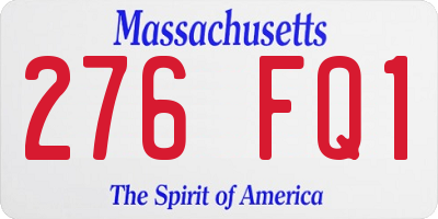 MA license plate 276FQ1