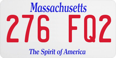 MA license plate 276FQ2