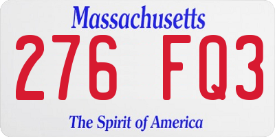 MA license plate 276FQ3