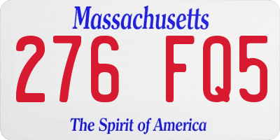 MA license plate 276FQ5