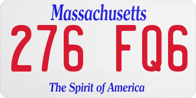 MA license plate 276FQ6
