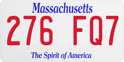 MA license plate 276FQ7