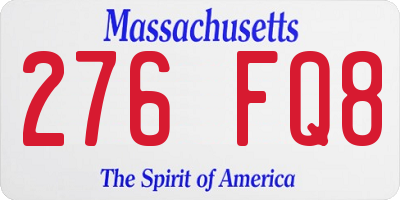MA license plate 276FQ8