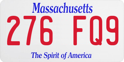 MA license plate 276FQ9