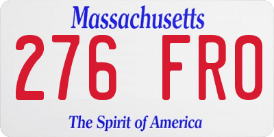 MA license plate 276FR0