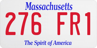 MA license plate 276FR1