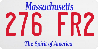 MA license plate 276FR2