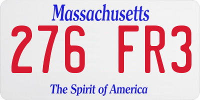 MA license plate 276FR3