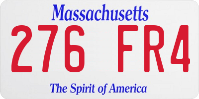 MA license plate 276FR4
