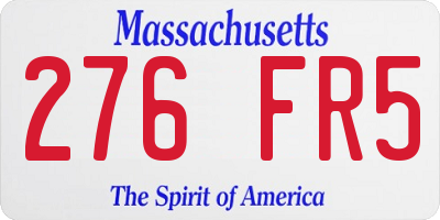 MA license plate 276FR5