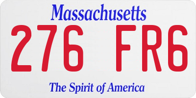 MA license plate 276FR6