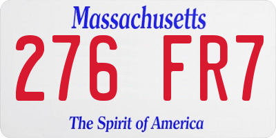 MA license plate 276FR7