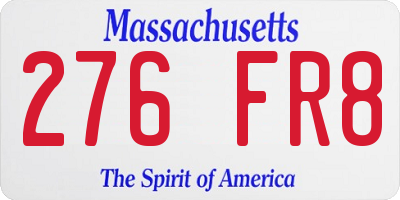 MA license plate 276FR8