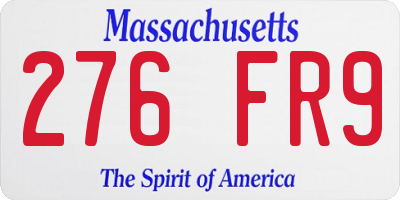 MA license plate 276FR9