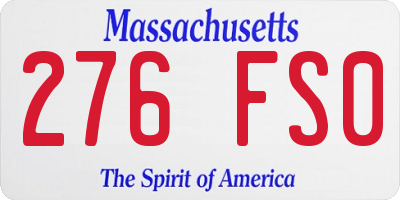 MA license plate 276FS0