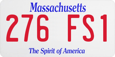 MA license plate 276FS1