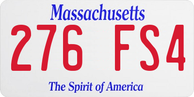 MA license plate 276FS4