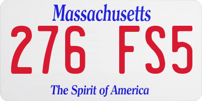 MA license plate 276FS5