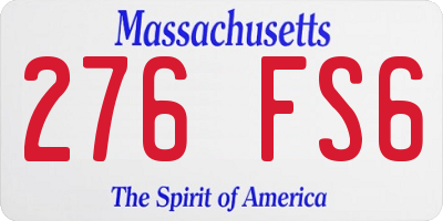 MA license plate 276FS6