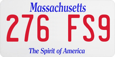 MA license plate 276FS9