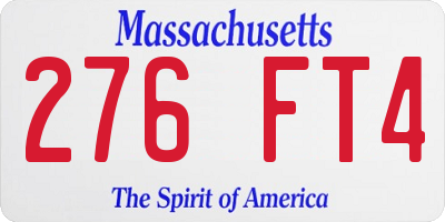MA license plate 276FT4