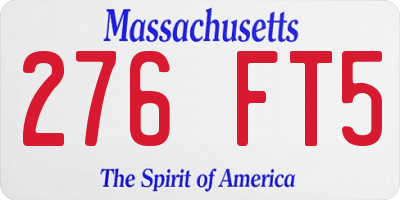 MA license plate 276FT5