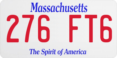 MA license plate 276FT6