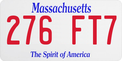 MA license plate 276FT7