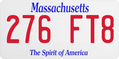 MA license plate 276FT8