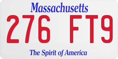 MA license plate 276FT9