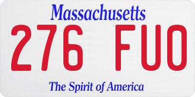 MA license plate 276FU0