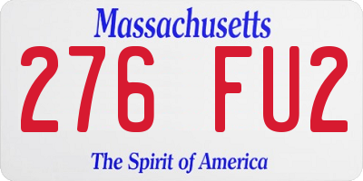 MA license plate 276FU2