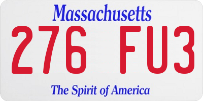 MA license plate 276FU3