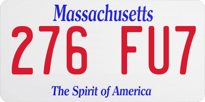 MA license plate 276FU7
