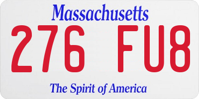 MA license plate 276FU8