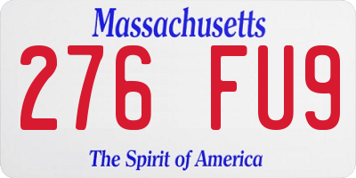 MA license plate 276FU9