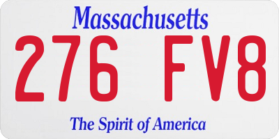 MA license plate 276FV8