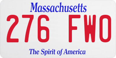 MA license plate 276FW0