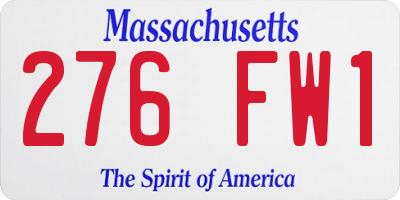MA license plate 276FW1