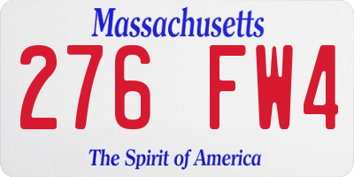 MA license plate 276FW4