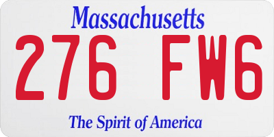 MA license plate 276FW6