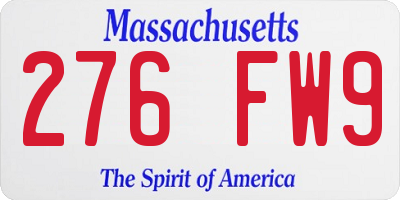 MA license plate 276FW9