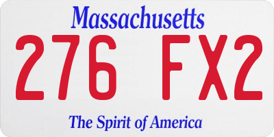 MA license plate 276FX2