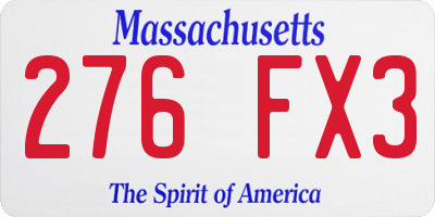 MA license plate 276FX3