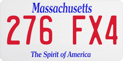MA license plate 276FX4