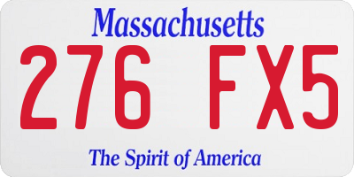 MA license plate 276FX5